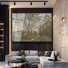 GülsenArt Alfred Sisley Ağaçlık Patika Doğa Manzarası Temperli Cam Tablo Duvar Tablosu Dekoratif Tablo