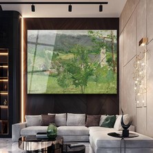 GülsenArt Julian Walbridge Rix Yeşil Vadi Doğa Manzarası Temperli Cam Tablo Duvar Tablosu Dekoratif Tablo