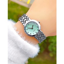 Weluxa Gümüş Renk Turkuaz Kadran Vintage Kadın Kol Saati