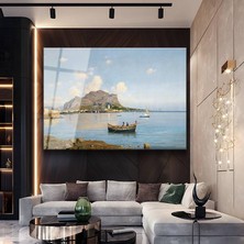 GülsenArt Alessandro Magnasco Palermo Körfezi Deniz Manzarası Temperli Cam Tablo Duvar Tablosu Dekoratif Tablo