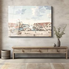 GülsenArt Christoffer Wilhelm Eckersberg Liman Deniz Manzarası Temperli Cam Tablo Duvar Tablosu Dekoratif Tablo