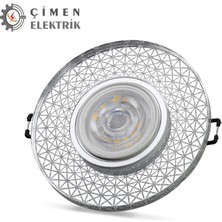 Eco Lounge Noas YL65 1767 Iris LED Çerçeveli 4000K Yuvarlak Kristal Cam Spot Kasa - Priz ve Anahtar Için Uyumlu Çerçeve