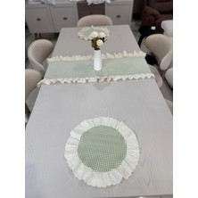 Nurgita Home 3 Parça Fisto Fırfırlı Set 2 Adet Amerikan Servisi Supla + 1 Adet Fırfırlı Runner