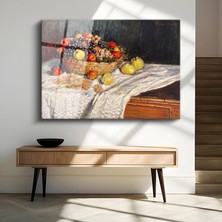 GülsenArt Claude Monet Meyve Sepeti Natürmort Sanatı Temperli Cam Tablo Duvar Tablosu Dekoratif Tablo