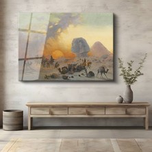 GülsenArt David Roberts Mısır Sfenks Piramitler Temperli Cam Tablo Duvar Tablosu Dekoratif Tablo