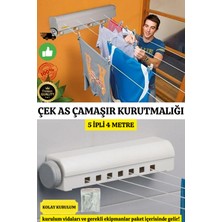 Eco Lounge Lüx Çamaşır Kurutmalık Çek As 5 Ipli 4 Metre Kolay Kurulum Açılır Kapanır Ergonomik Dayanıklı