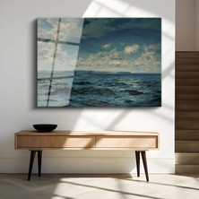 GülsenArt Claude Monet Açık Deniz Su Manzarası Temperli Cam Tablo Duvar Tablosu Dekoratif Tablo