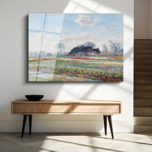 GülsenArt Claude Monet Lale Tarlaları Çiçek Manzarası Temperli Cam Tablo Duvar Tablosu Dekoratif Tablo