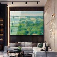 GülsenArt Claude Monet Yeşil Vadi Doğa Manzarası Temperli Cam Tablo Duvar Tablosu Dekoratif Tablo