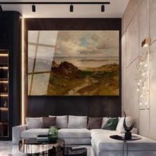 GülsenArt William Trost Richards Kıyı Deniz Manzarası Temperli Cam Tablo Duvar Tablosu Dekoratif Tablo