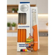 Original Solingen Simli Turuncu Saplı Lazer Kesim Tırtıklı Meyve ve Sebze Bıçağı Seti (6\'lı)