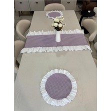 Nurgita Home 3 Parça Fisto Fırfırlı Set 2 Adet Amerikan Servisi Supla + 1 Adet Fırfırlı Runner