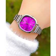 Weluxa Gümüş Renk Mor Kadran Ayarlanabilir Kordon Vintage Kadın Kol Saati