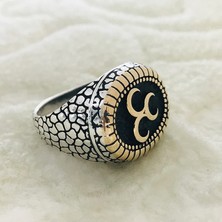 Canka Üç Hilal İşlemeli 925 Ayar Gümüş Erkek Yüzük