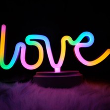 Eco Lounge Neon Işıklı Love Yazılı Masa Gece Lambası