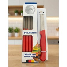 Original Solingen Simli Kırmızı Saplı Lazer Kesim Tırtıklı Meyve ve Sebze Bıçağı Seti (6\'lı)