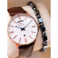 Slazenger Erkek Deri Kordon Bileklik Hediyeli 2 Yıl Garantili Suya Dayanıklı Kol Saati VS.BLKT.0757