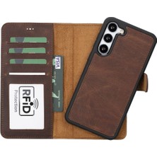 Sinerjim Samsung Galaxy S23 Plus Uyumlu Deri Cüzdanlı Kılıf G2 Kahve