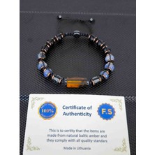 Tahrastone Fosilli Baltık Damla Kehribar-Rondela Kesim Sodalit-Oniks-Hematit Doğaltaş Bileklik Takı Aksesuar Erkek Bileklik