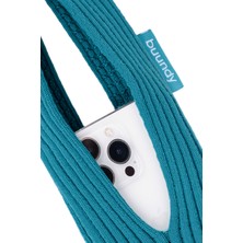 Buundy Tüm Marka ve Modellere Uyumlu 3D Örgü Telefon Askısı Turkuaz Kısa