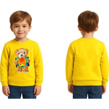 Sedirli Unisex Ayıcık Bear Baskılı Çocuk Swaetshirt 3 Iplik Şardonlu