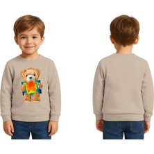 Sedirli Unisex Ayıcık Bear Baskılı Çocuk Swaetshirt 3 Iplik Şardonlu