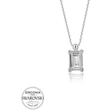 Özcömert Silver Swarovski Taşlı Gümüş Baget Tektaş Bayan Kolye
