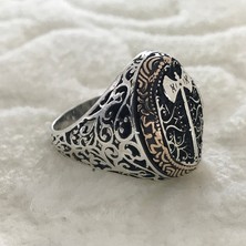 Canka Balta İşlemeli 925 Ayar Gümüş Erkek Yüzük