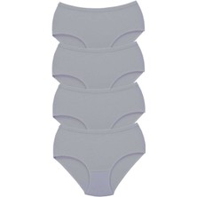 Zenvia 4 Adet Tutku Kadın Yüksek Bel Bato Kalın Lastik Külot Gri (ZNV-556)