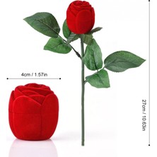 Özer Kutu Özer Kadife Saplı Gül Şeklinde Yüzük & Küpe Kutusu Kırmızı Renkli 4x27 cm Kadın İçin