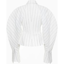 A.w.a.k.e. Mode Volanlı Çizgili Pamuklu Kadın Gömlek