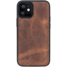 Sinerjim Apple iPhone 12 Mini Uyumlu Deri Arka Kapak G2 Kahve