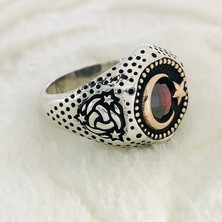 Canka Ay Yıldız Türk Bayraklı 925 Ayar Gümüş Erkek Yüzük
