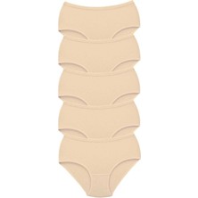 Zenvia 5 Adet Tutku Kadın Yüksek Bel Bato Kalın Lastik Külot Ten (ZNV-556)