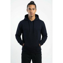 Relactive Erkek Lacivert Kapüşonlu 3 Iplik Kışlık Sweatshirt – Kalın Kumaş Sweatshirt C2T1N81