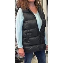 Mare Butik Kapüşonlu Şişme Uzun Yelek – Siyah 36