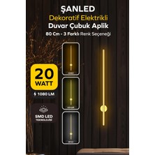ŞANLED Dekoratif 20W Iç Mekan Gold Kasa 3 Renkli Işık Elektrikli 80 cm Duvar Aplik 1 Adet
