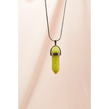 Zenvia Peridot Doğal Taşı Zincirli El Yapımı Tasarımlı Kolye Uç: 3,5 cm Zincir: 20 cm Kutulu (Znv-5