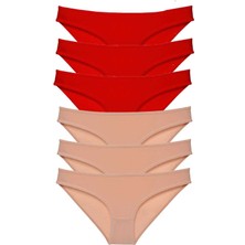 Zenvia 6 Adet Eko Set Likralı Kadın Slip Külot Kırmızı Ten (ZNV-556)