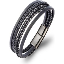 Karpınar Çelik Takı Mat Oniks Doğaltaş ve Deri Bileklik