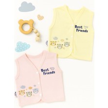 Aki Moda Kids Kız Bebek Yenidoğan % 100 Pamuk 2 Adet Penye Yelek