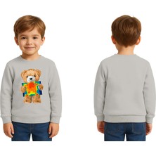 Sedirli Unisex Ayıcık Bear Baskılı Çocuk Swaetshirt 3 Iplik Şardonlu