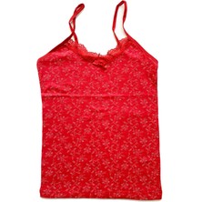 Zenvia Kadın Askılı Desenli Atlet Dantelli Empirme Pamuklu Penye D9 (ZNV-556)