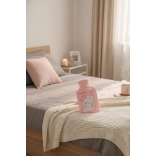 Pembe Tavşan Figürlü Yumuşak Peluş Kılıflı Sıcak Su Torbası