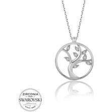 Özcömert Silver Swarovski Taşlı Gümüş Hayat Ağacı Bayan Kolye