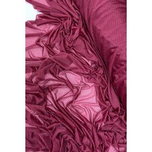 Zenvia Yağmur Damlası Simli Abiye Elbise Şallık Tül Kumaş Bordo 23 (ZNV-556)