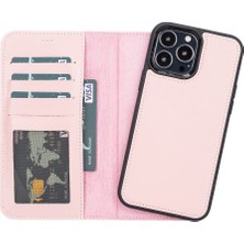 Sinerjim Apple iPhone 13 Pro Max Uyumlu Deri Cüzdanlı Kılıf Nu2 Pembe