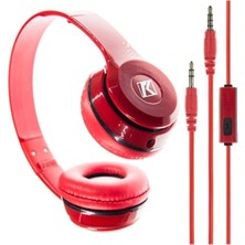 Zenvia Kırmızı Kulak Üstü Portatif Katlanır Stereo Kulaklık (ZNV-556)