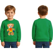 Sedirli Unisex Ayıcık Bear Baskılı Çocuk Swaetshirt 3 Iplik Şardonlu