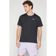Nike Dri-Fit Uv Miler Ss Erkek Siyah Spor Tişört